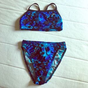 Blue Speedo two-piece. Discontinued print!